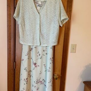 Enfocus Studio Pink and Green Maxi Sundress V-Neck